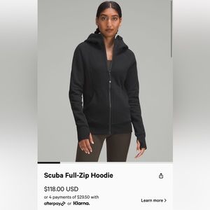 Lululemon Scuba full zip black NWT